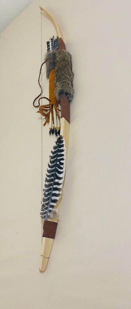 Native American Hickory Bow And Arrow  Made By Enrolled Member Of Cherokee