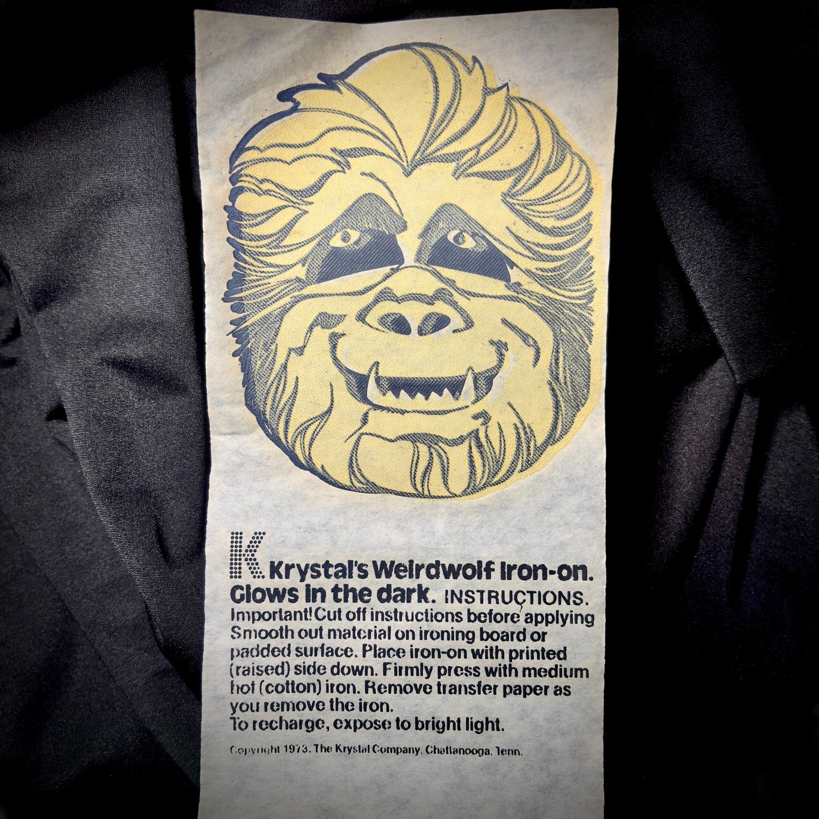 VTG 1973 Halloween Weirdwolf Krystal Burgers Glow-In-The-Dark Iron-on Transfer