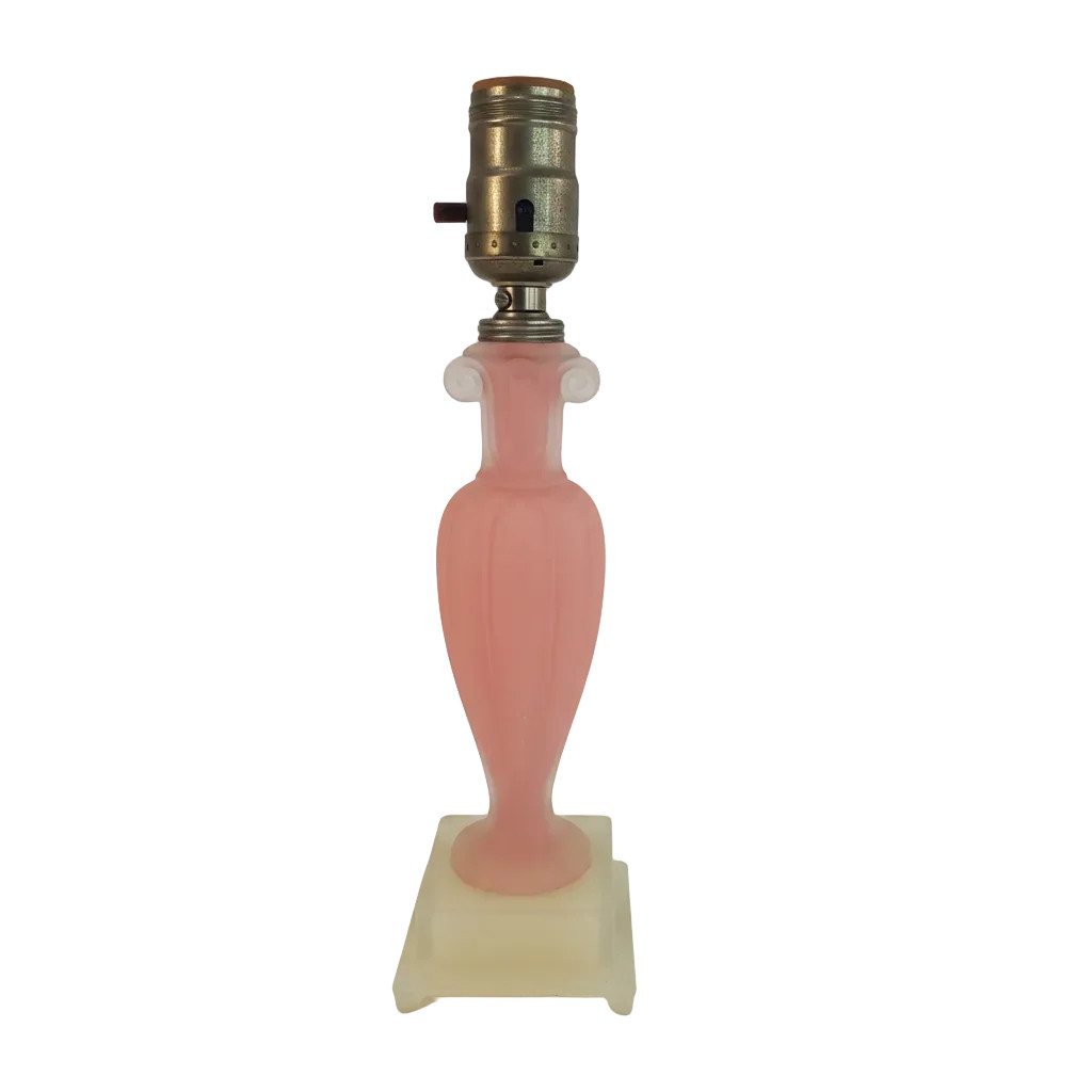 Vintage Aladdin Alacite Glass Boudoir Lamp Art Deco Pink