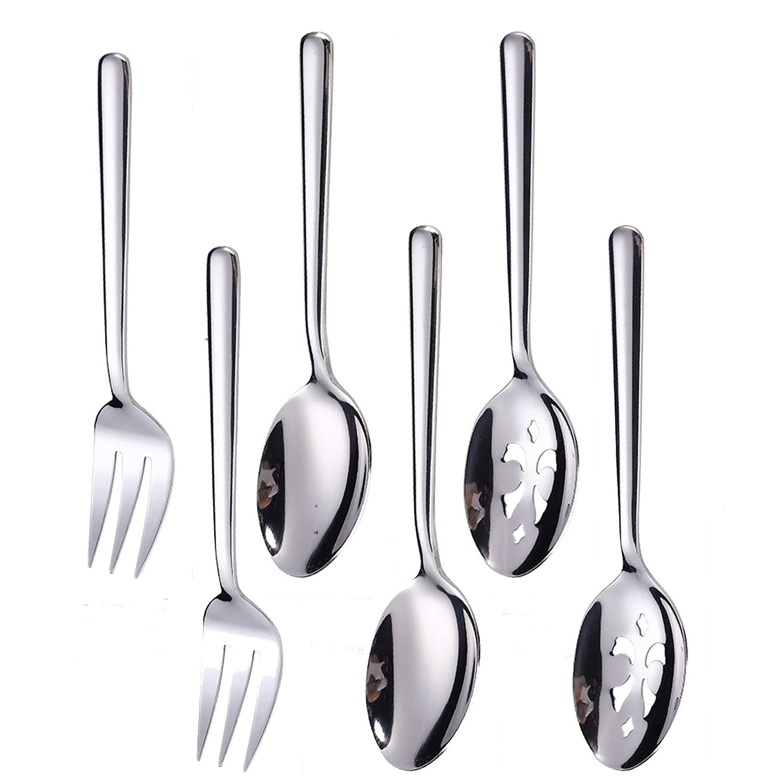 Serving Spoons*2 Slot Spoons* 2 Forks *2 Buffet Colander Stainless Steel Banq...
