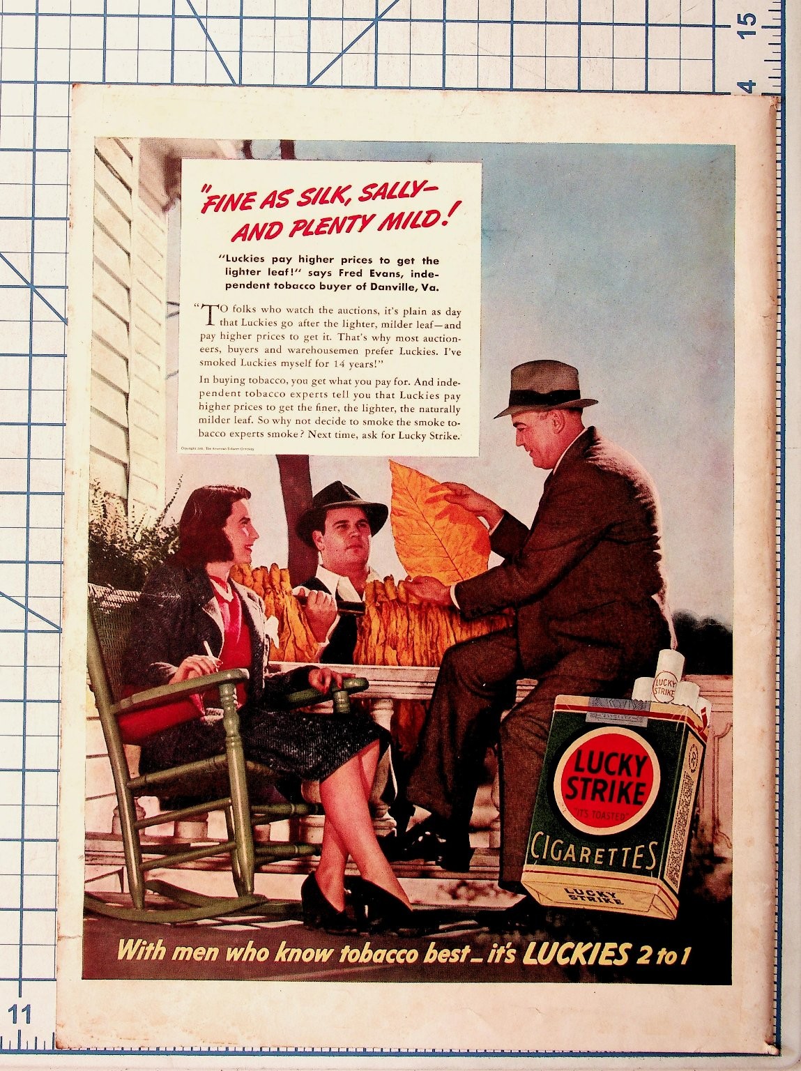 Vintage 1941 Lucky Strike Cigarettes Tobacco Print Ad Danville VA Vintage 1941 Lucky Strike Cigarettes Tobacco Print Ad Danville VA
