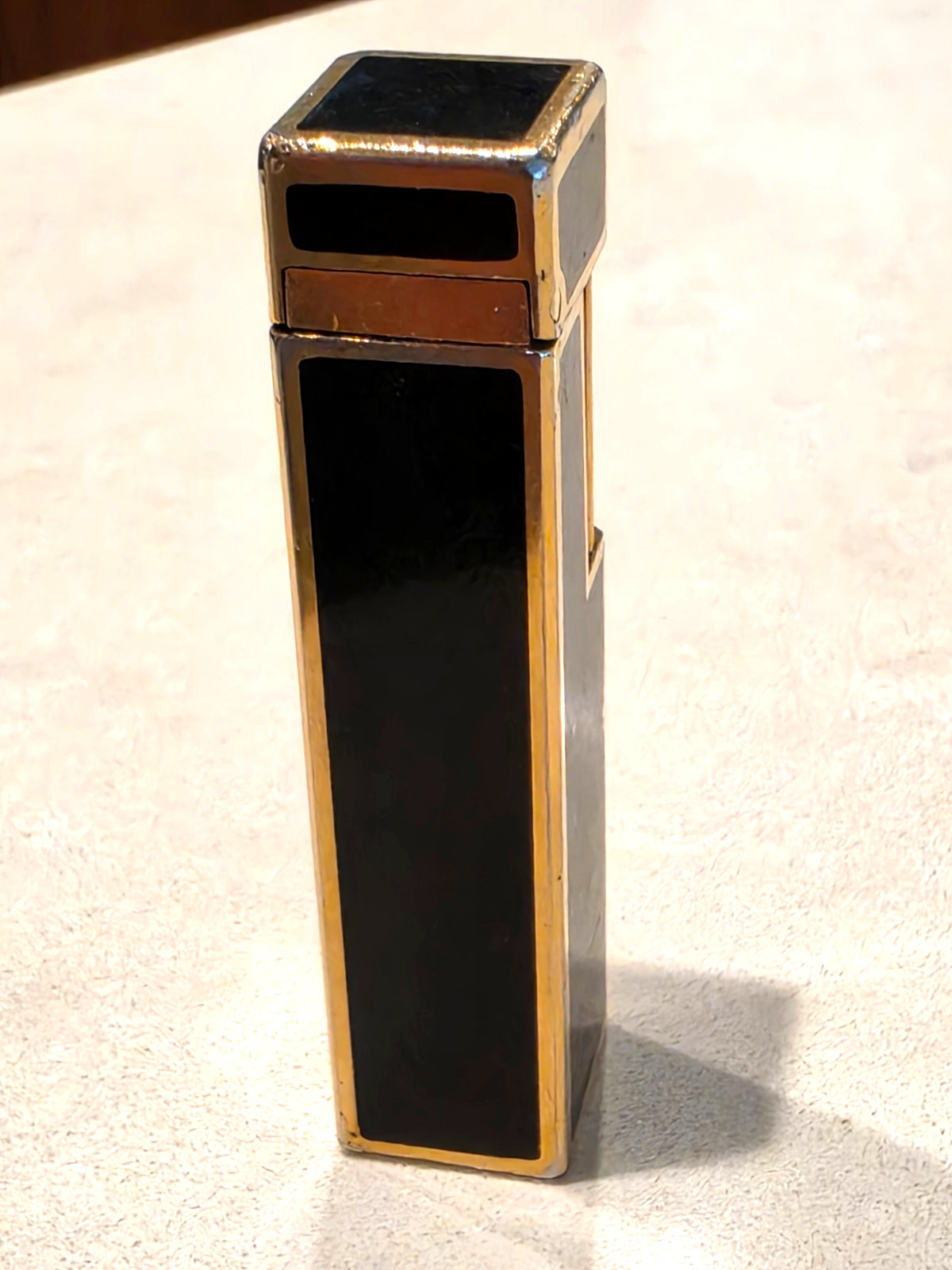 Cartier Enamel Gold & Black Oval Gas Lighter Cartier Enamel Gold & Black Oval Gas Lighter