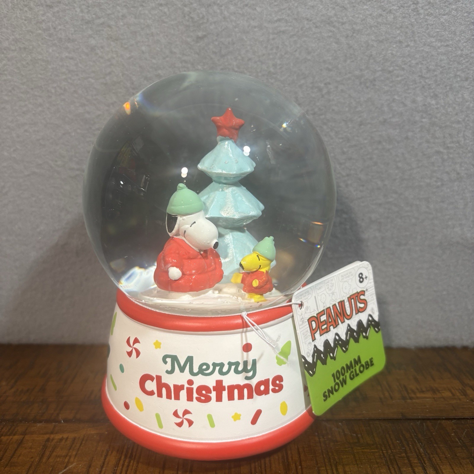Peanuts Snoopy & Woodstock Merry Christmas 100MM Musical Snow Globe Decor
