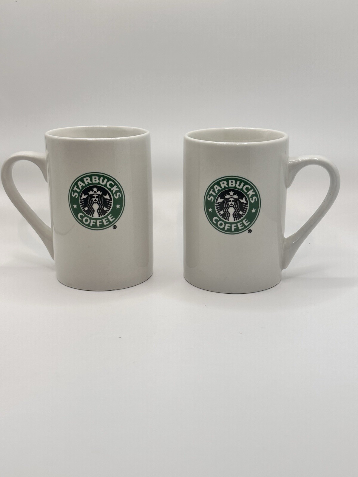 2 Starbucks 10oz 2008 Coffee Tea Mug Tall 4” White Green Mermaid Siren Logo