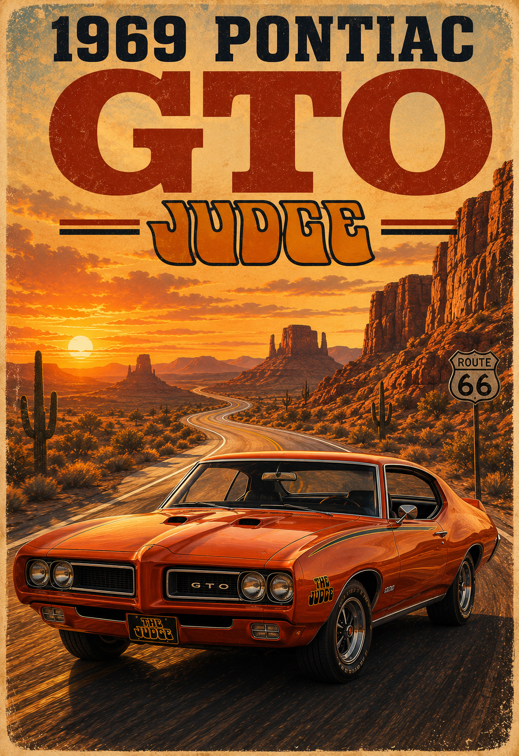 1969 Pontiac GTO Judge Vintage Style Poster Classic Muscle Car Wall Art 13x19