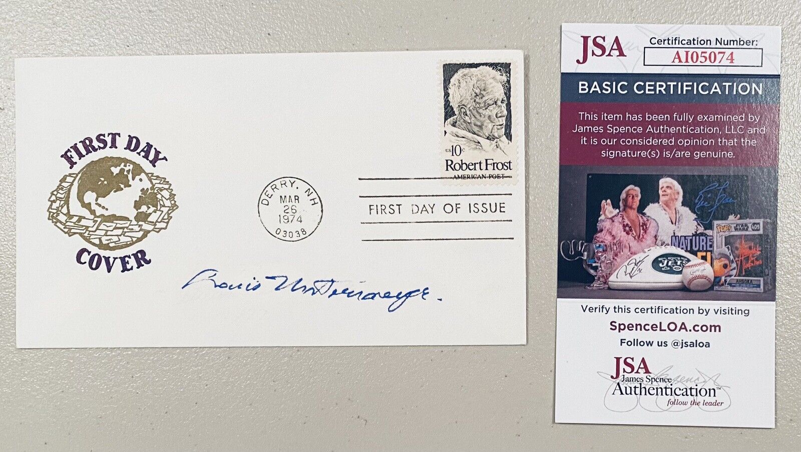 Louis Untermeyer Signed Autographed First Day Cover JSA Cert Poet Poetry