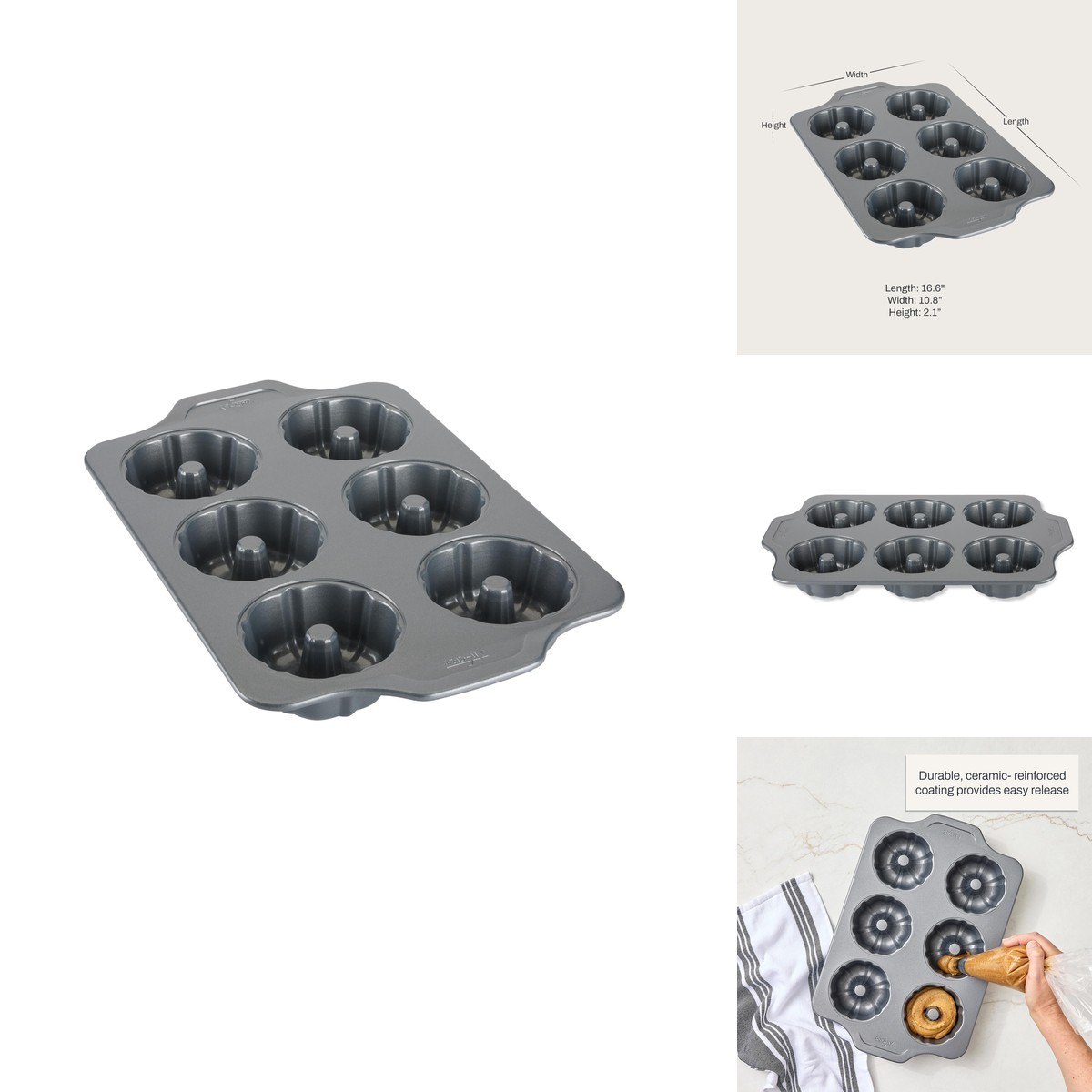 All-Clad Pro-Release Mini Fluted Cake Pan 6 Cup Grey All-Clad Pro-Release Mini Fluted Cake Pan 6 Cup Grey