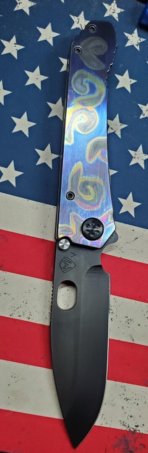 MEDFORD KNIFE  187 DP 20CV PVD BLADE Faced Flamed Rip Curl Titanium Made In USA