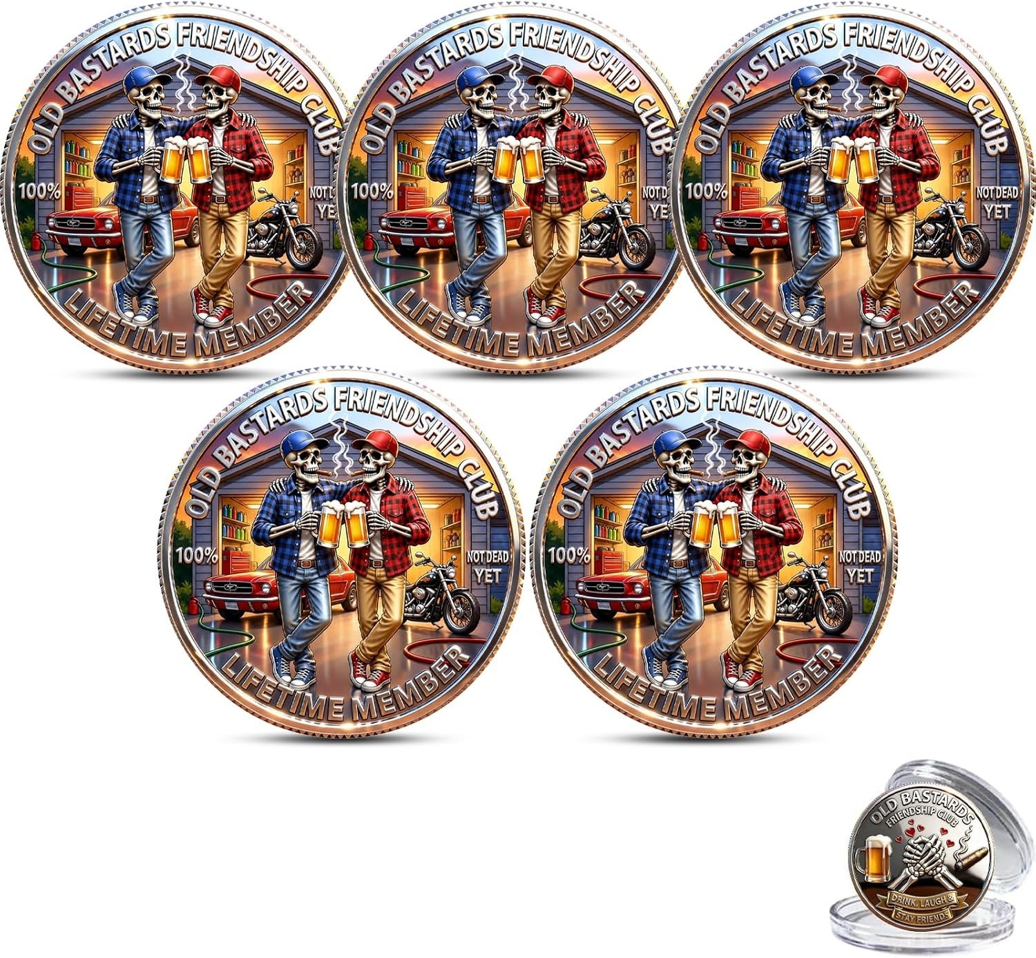 Old Friends Forever Club Coin, Bastards Friendship Challenge 5pcs Old Friends Forever Club Coin, Bastards Friendship Challenge 5pcs