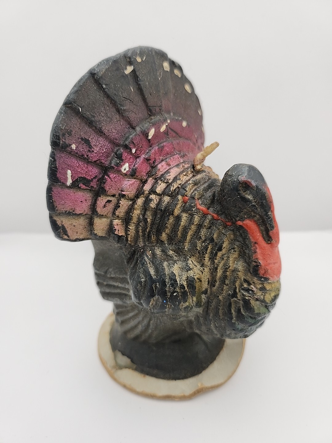 Vintage Gurley Thanksgiving Turkey Candle Green Gold Purple/Pink Original Tag