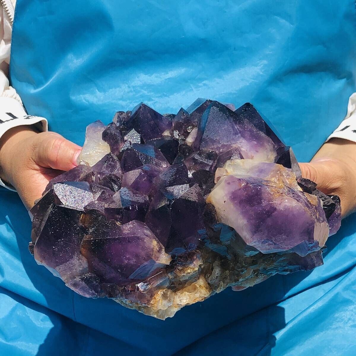 7.5LB Natural Amethyst Cluster Purple Quartz Crystal Rare Mineral Specimen 675