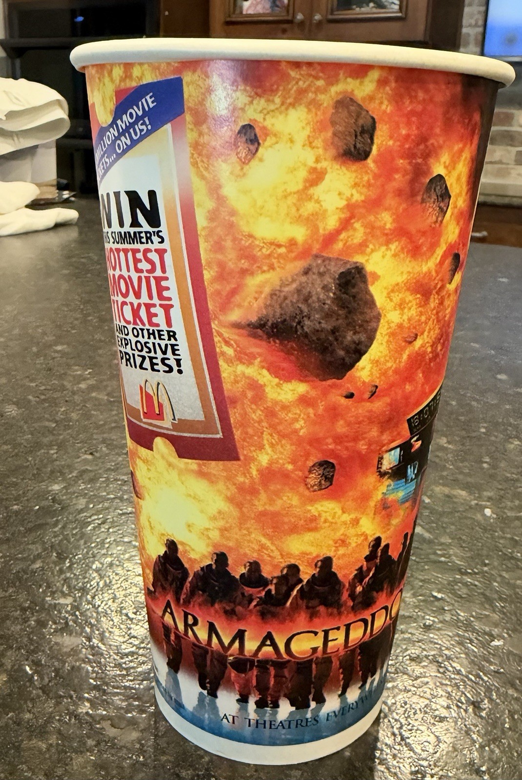 Vintage 1998 McDonalds Armageddon Movie Promo Large Paper Cup Advertising
