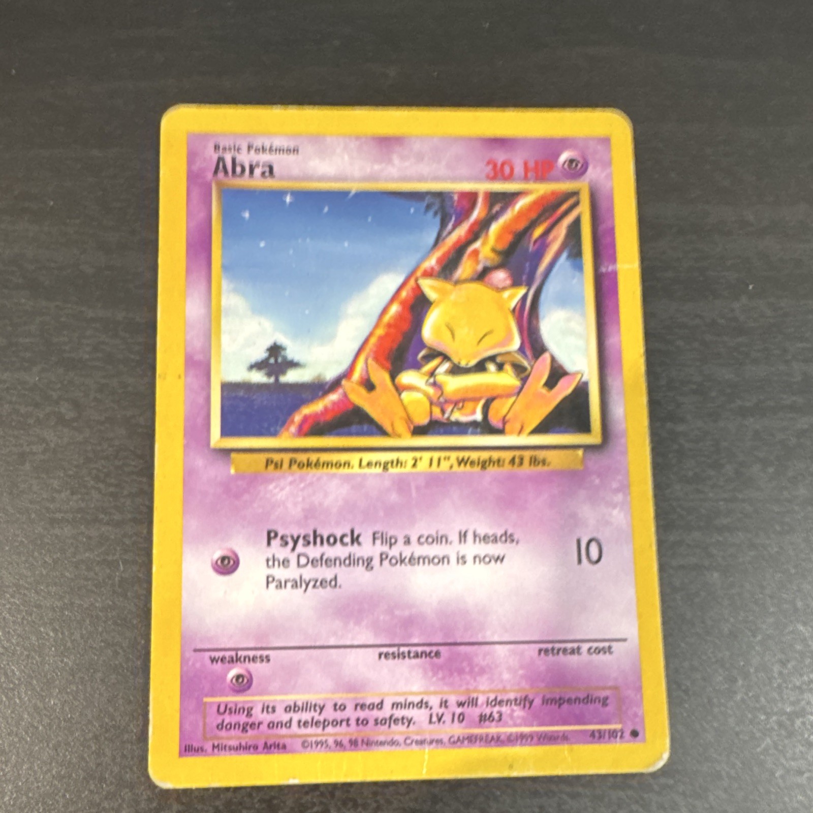 Pokémon Base Set Abra 43/102 Non-Holo Card 1995Wizards English