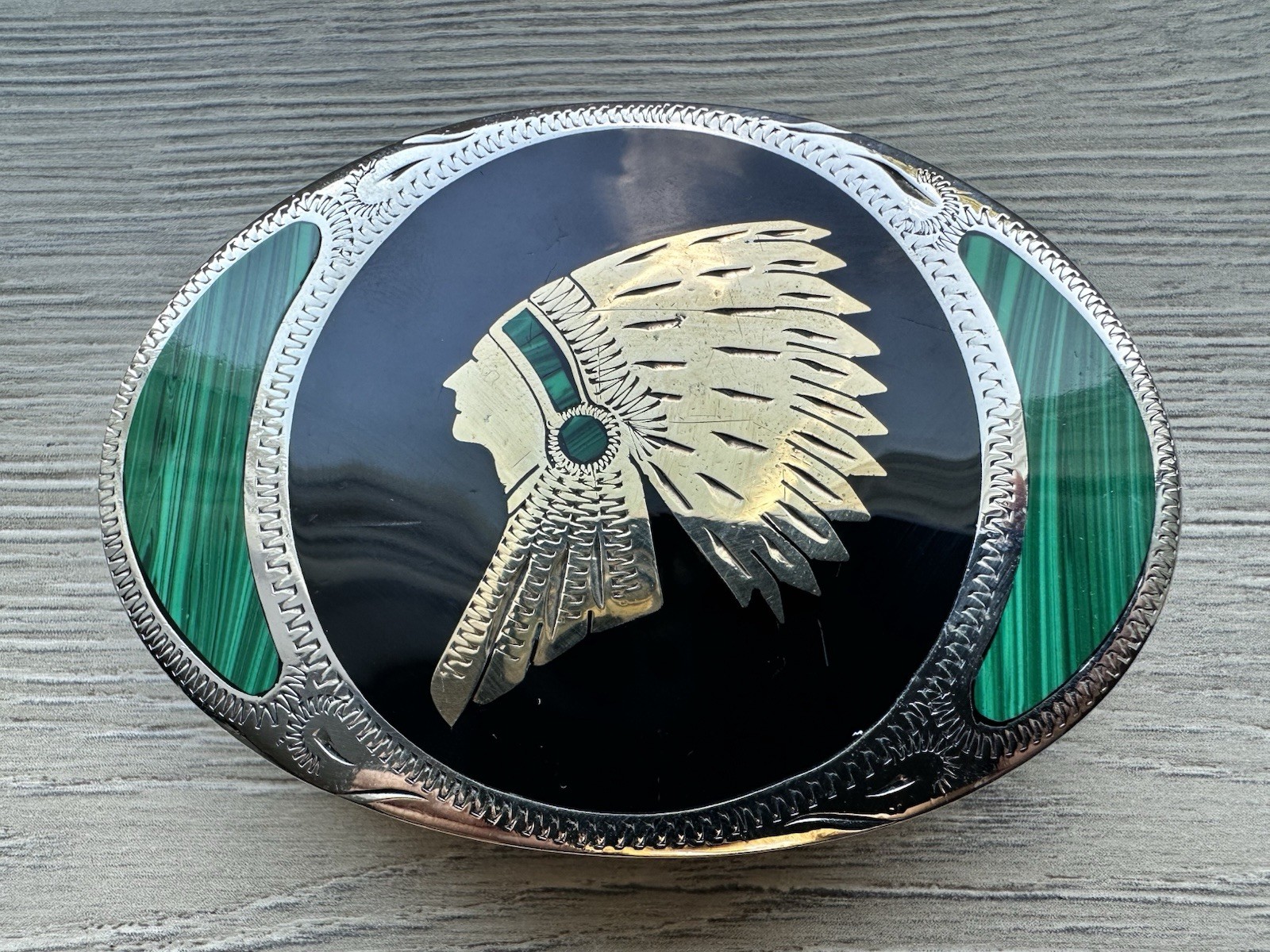 vintage, handcrafted western belt buckle by the renowned makers Johnson & Held