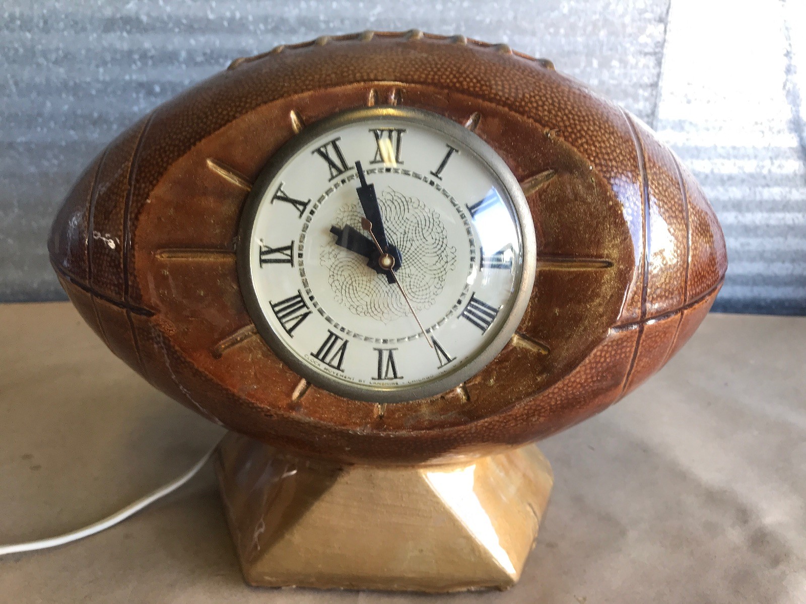 Vintage Ceramic Football Clock With Lanshire Clock Working Large