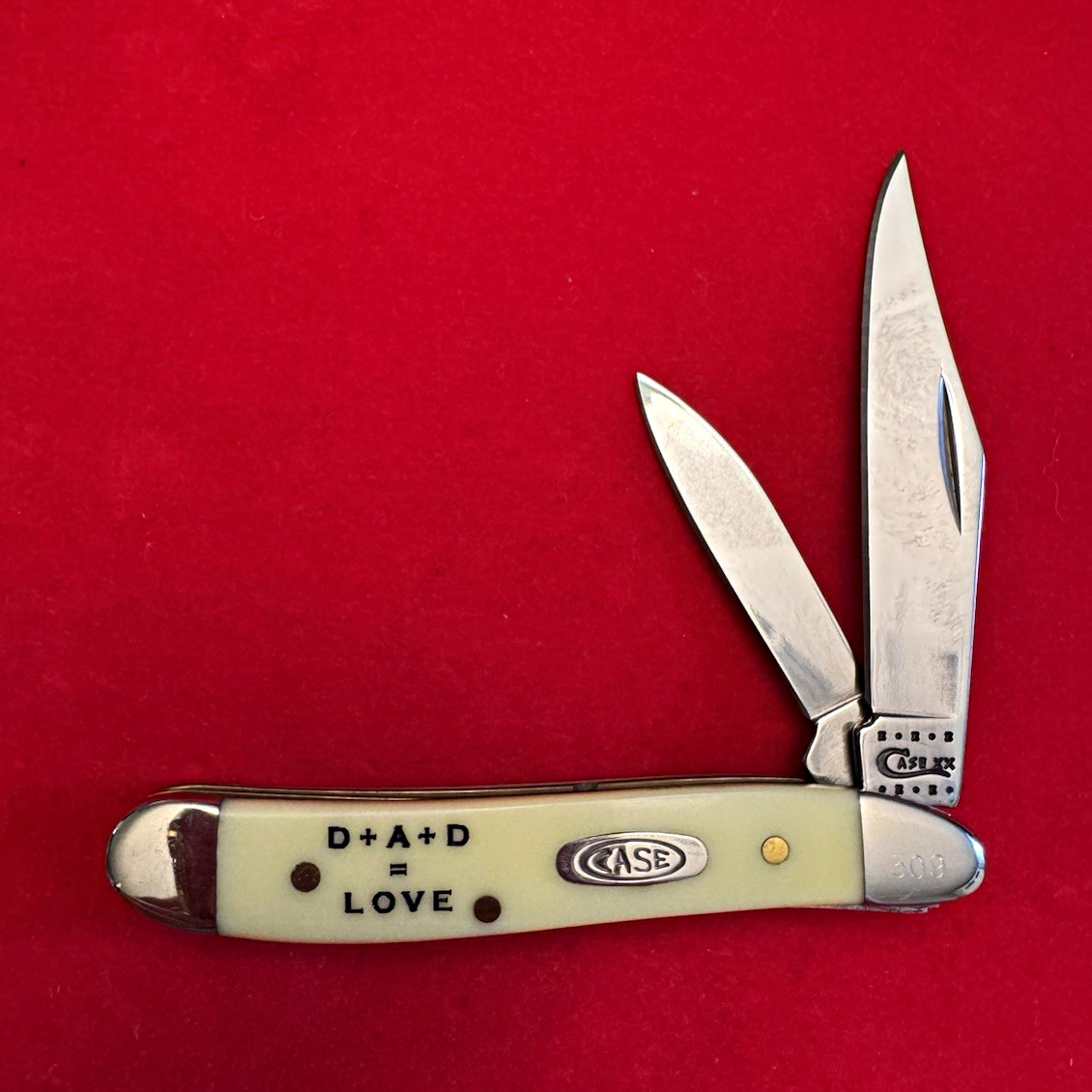 Case Peanut Happy Fathers Day 2-Blade Pocketknife Yellow Synthetic Handle