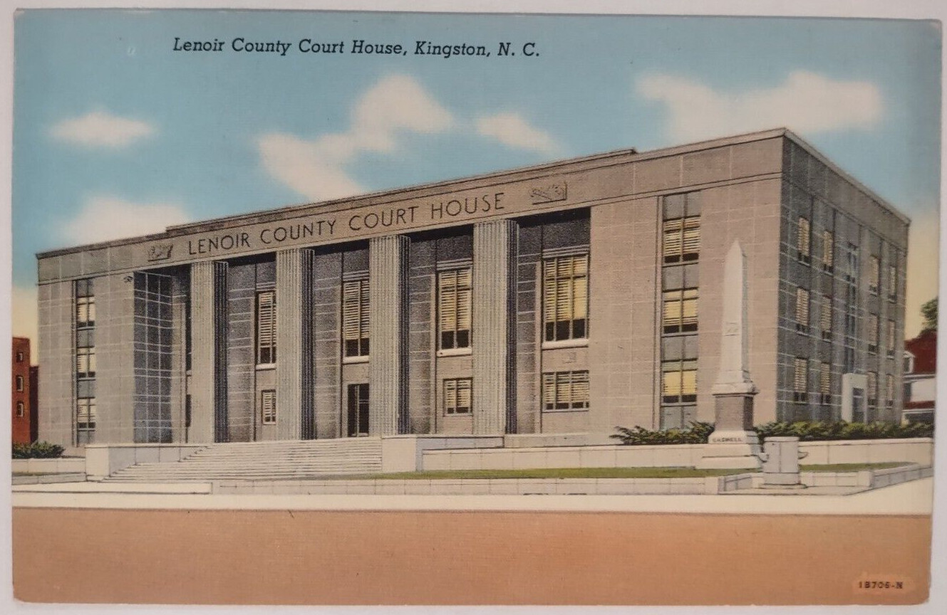Vintage Lenoir County Courthouse Kingston North Carolina Linen Postcard Unposted Vintage Lenoir County Courthouse Kingston North Carolina Linen Postcard Unposted