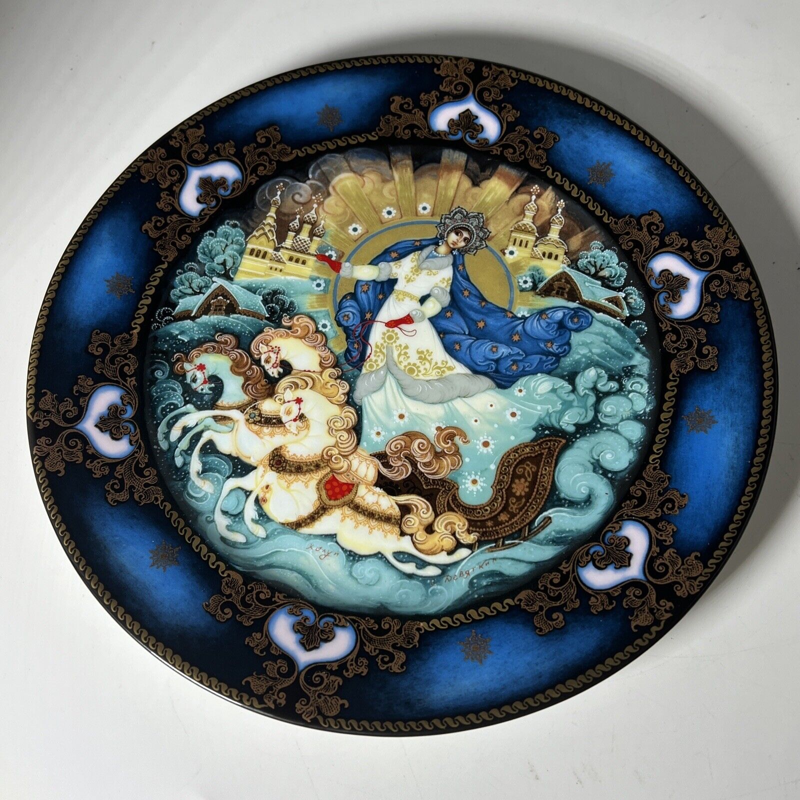 Russian Decorative Byliny Porcelain Plate Seasons Winter