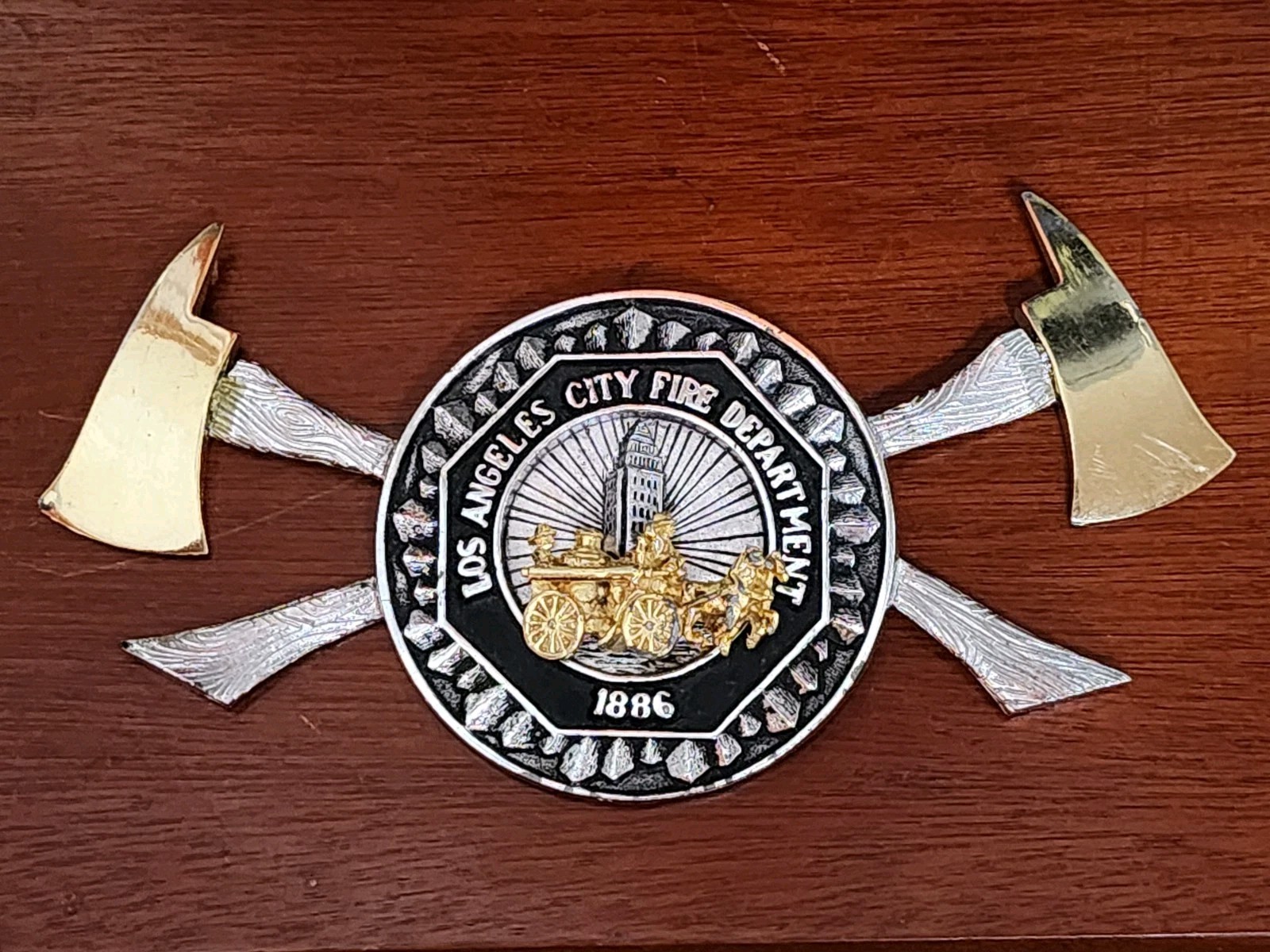 1986 LAFD Centennial Metal Wall Plaque Deputy Chief Darrel E Thompson