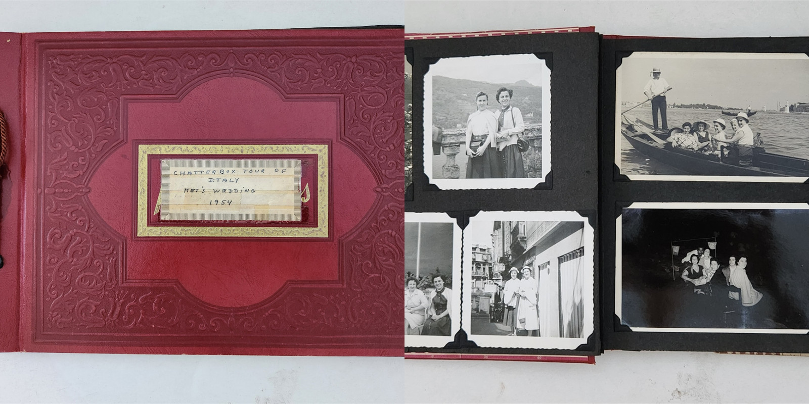 1954 antique TRAVEL PHOTO ALBUM italy CHATTERBOX CLUB BOSTON history wedding 1954 antique TRAVEL PHOTO ALBUM italy CHATTERBOX CLUB BOSTON history wedding