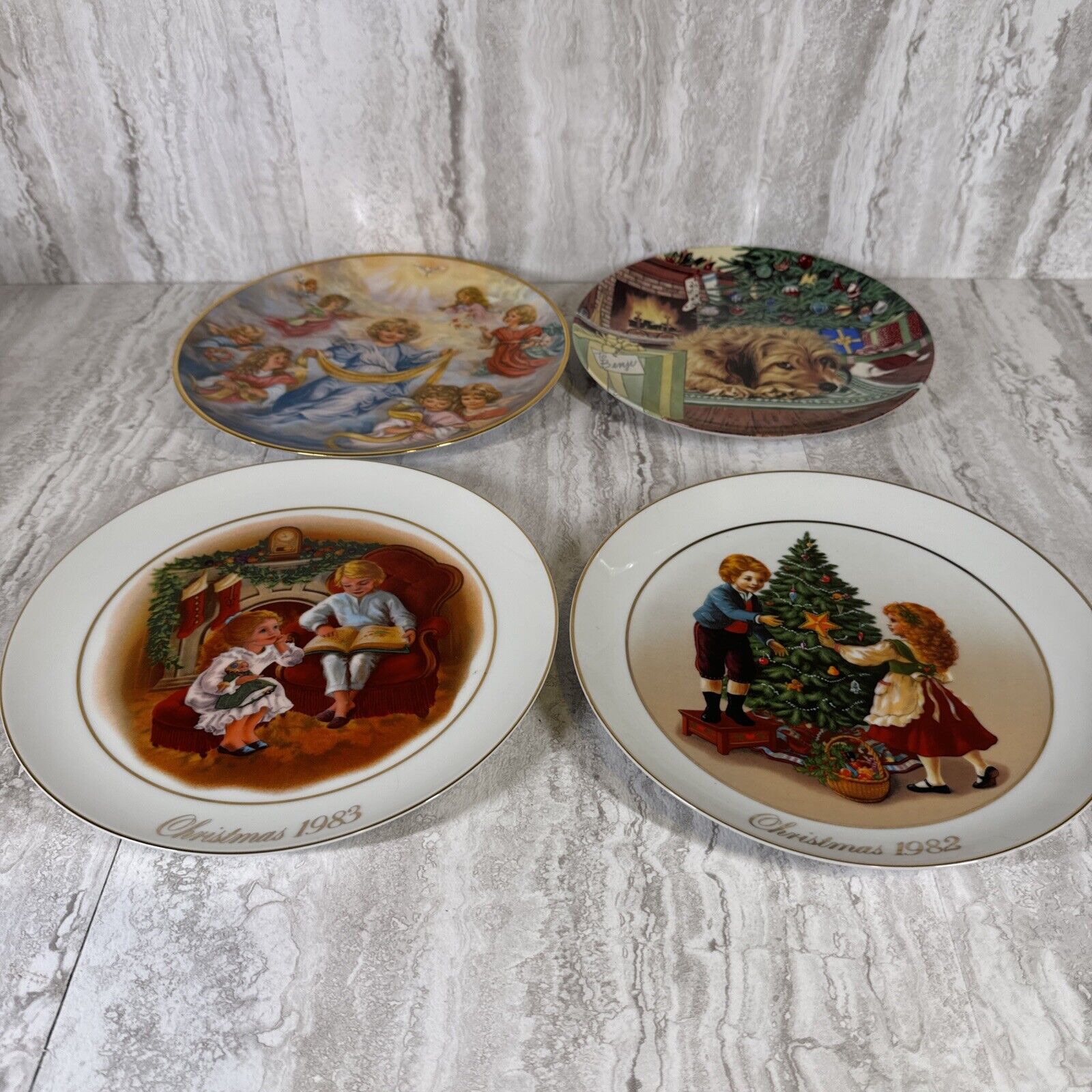 Collector Christmas Plates -Lot 4- Murray Kar Benji-Avon 1982 1983- Reco Angels