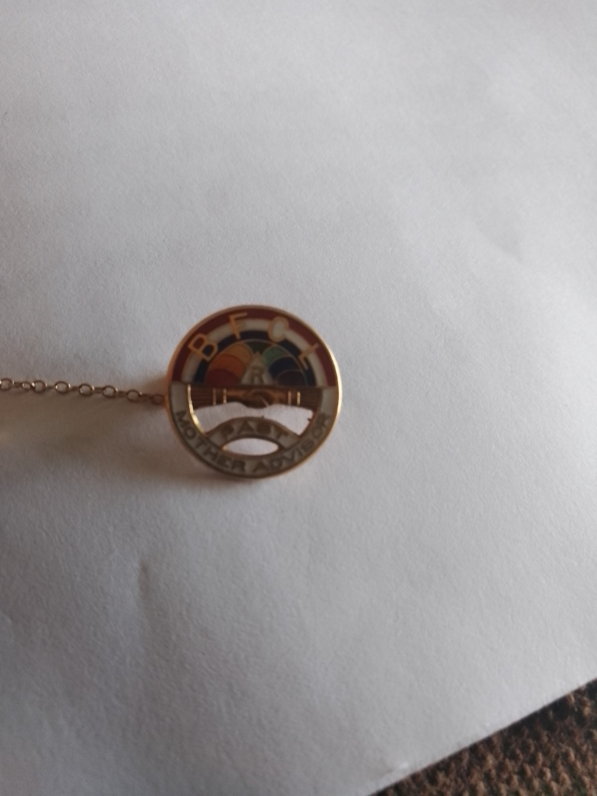 vintage Masonic BFCL past mother adviser 10 k gold pin