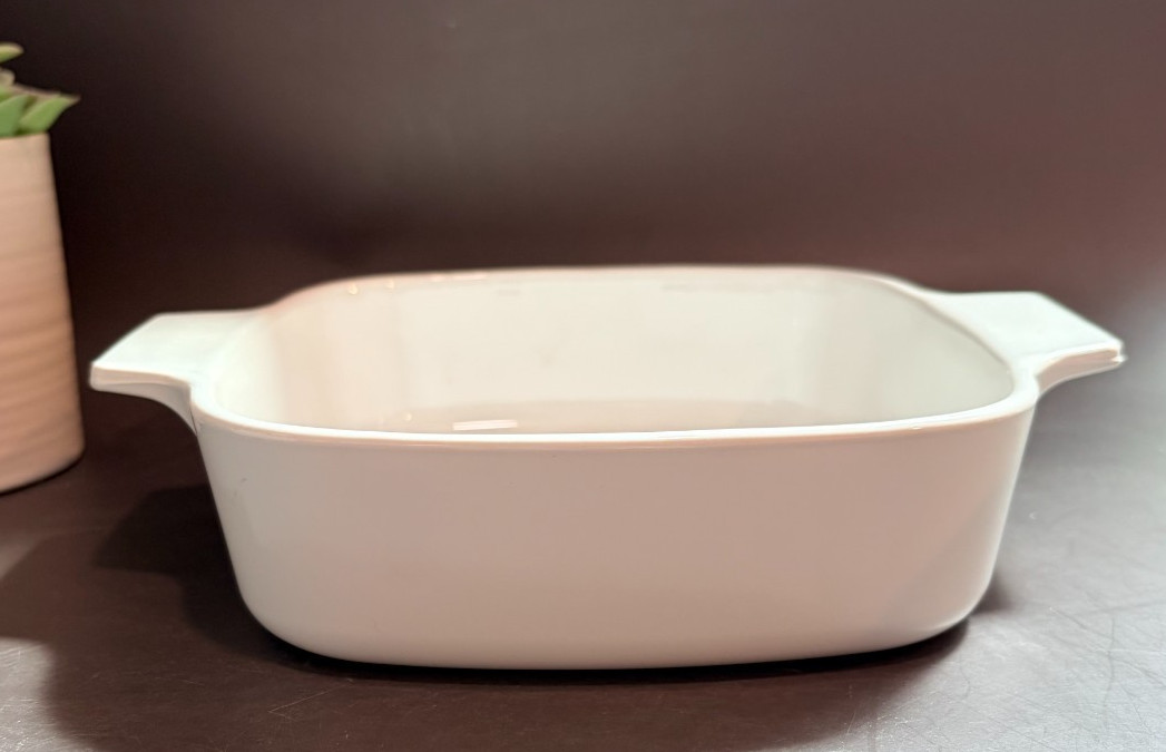 Vintage CorningWare A-1-B 1 Qt Square Casserole Baking Dish Solid White Retro MC