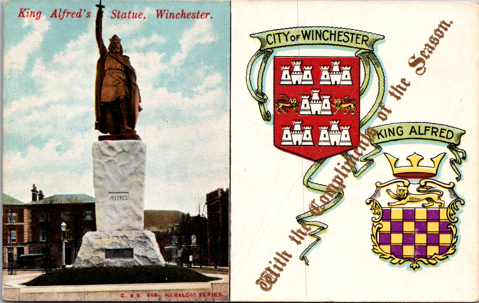 King Alfred\'s Statue Winchester England Vintage Postcard
