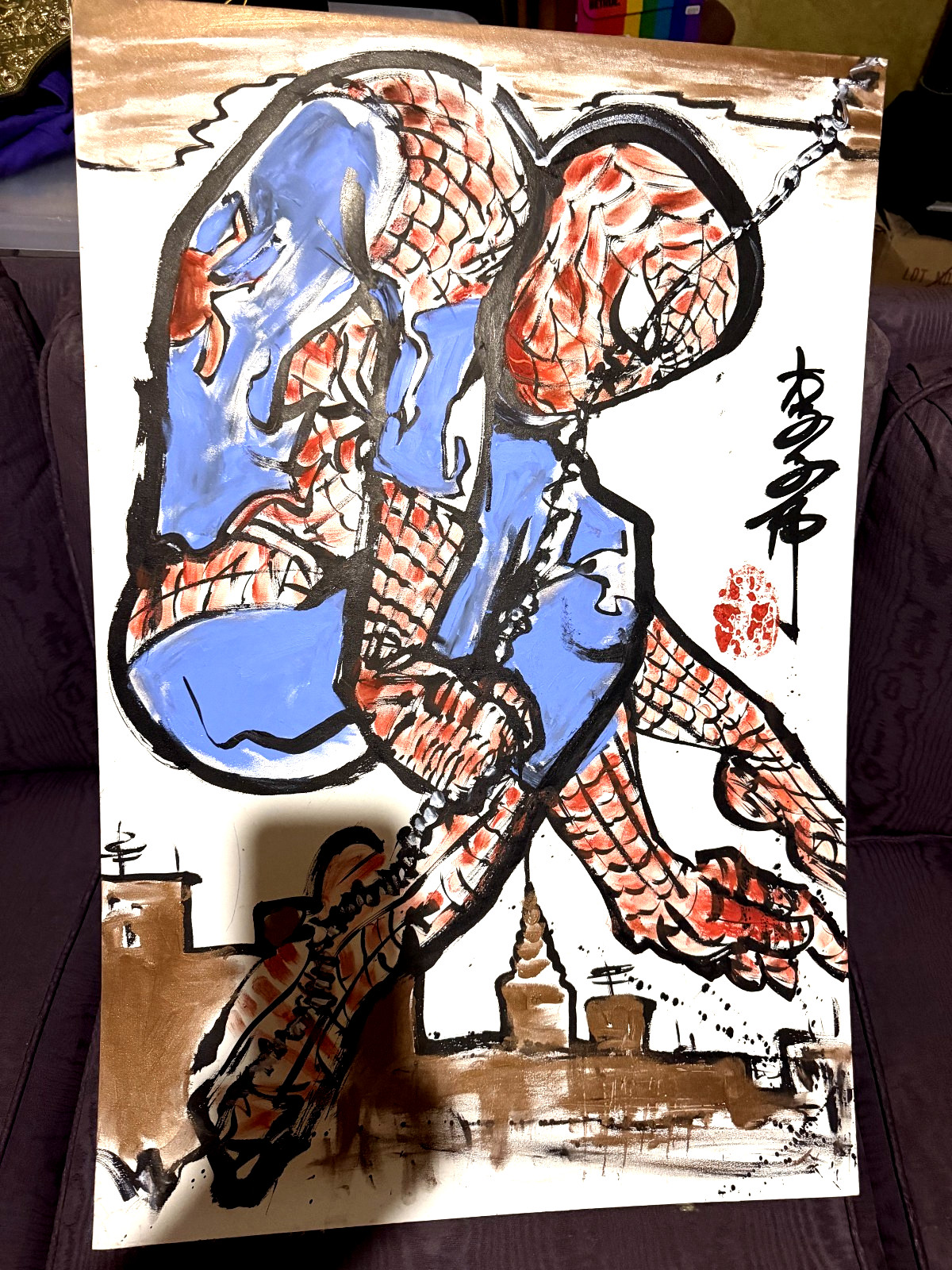 ANDY LEE SPIDER-MAN ORIGINAL PAINTING – MASSIVE 18
