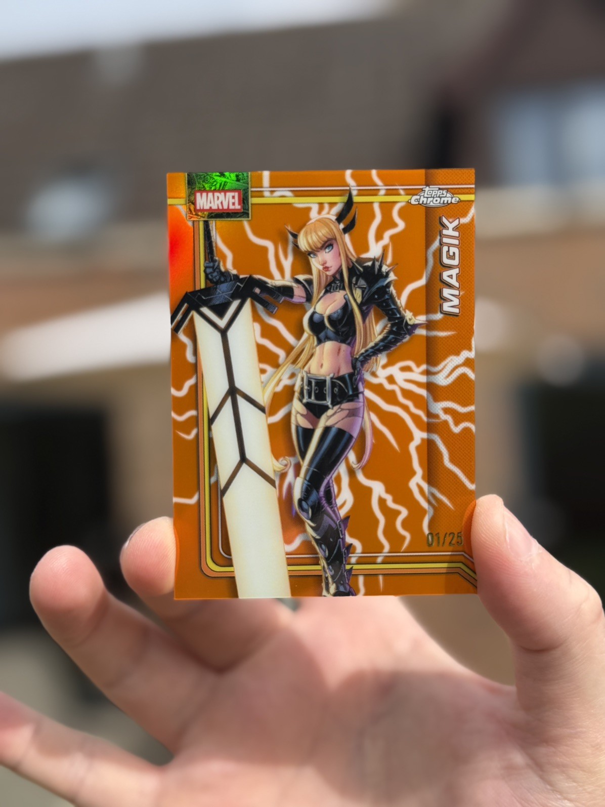 2026 Topps Chrome Marvel Comics Storm's Orange Lightning #134 Magik 1/25 Alpha 