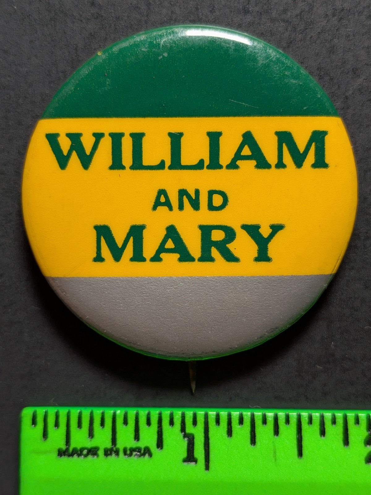 Vintage William and Mary College University Pinback Pin