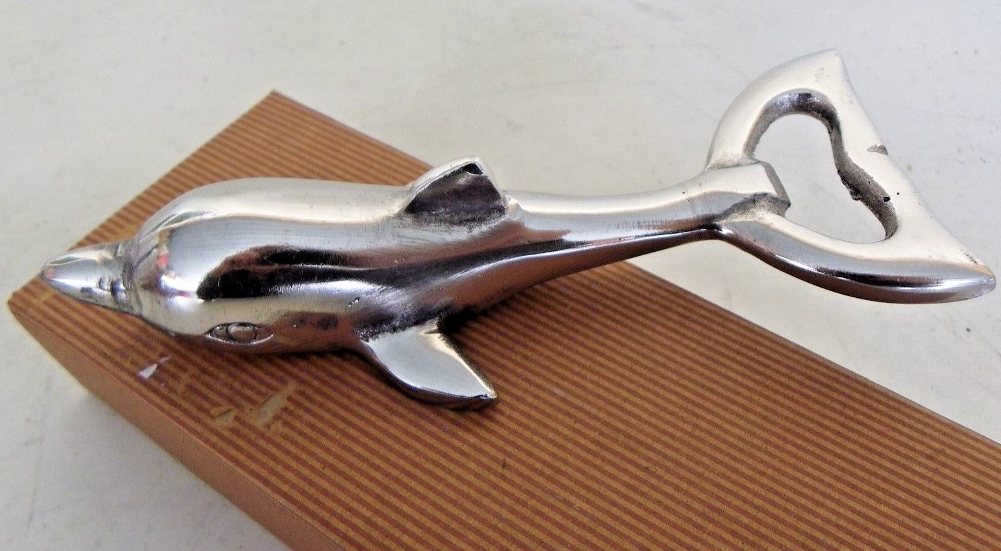 Dolphin Silver Tone Metal Bottle Opener Nautical Decor By Coastal Collection