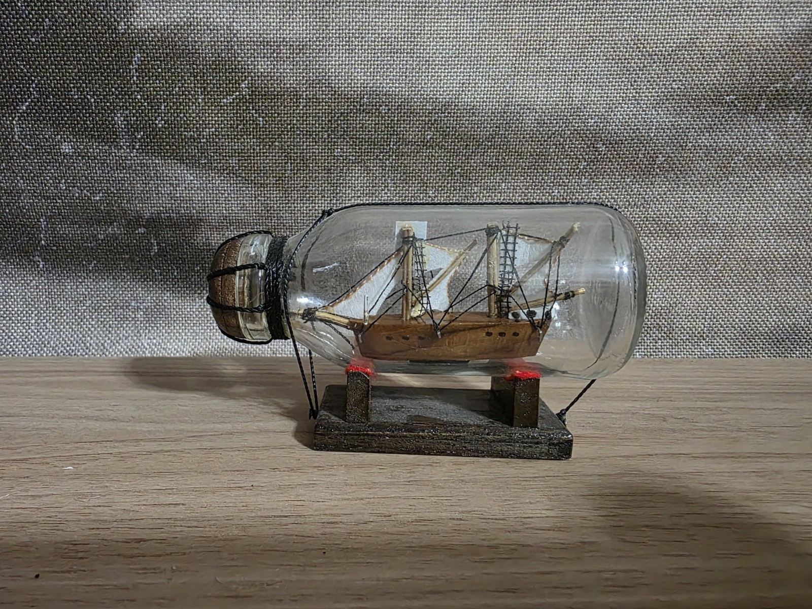 Vintage Bahamas Pirate Ship in a Bottle Miniature Nautical Souvenir Decor