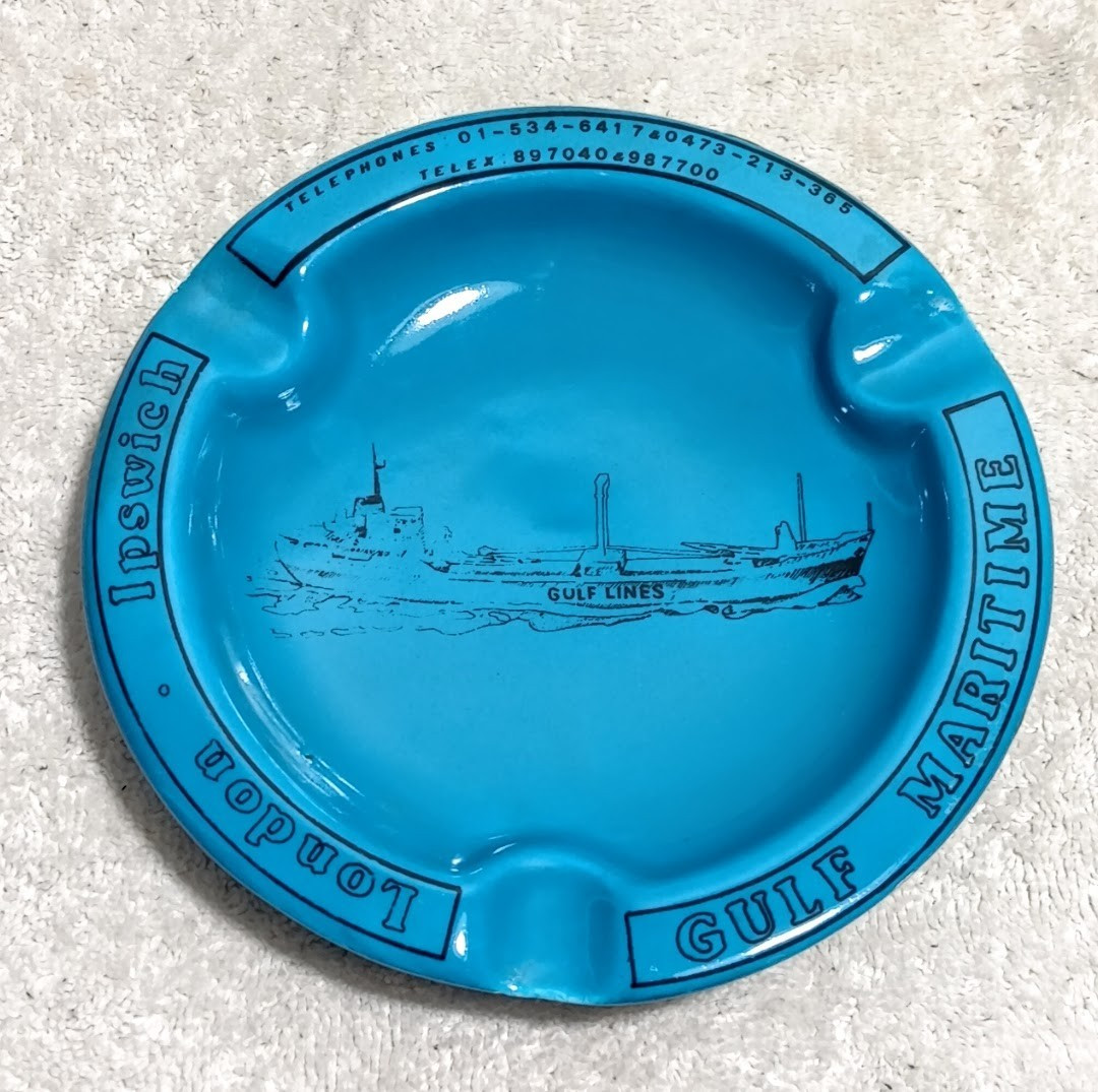 Rare Ikaros Rhodes Greece Gulf Maritime Lines Ship Advertising Ashtray 1970s