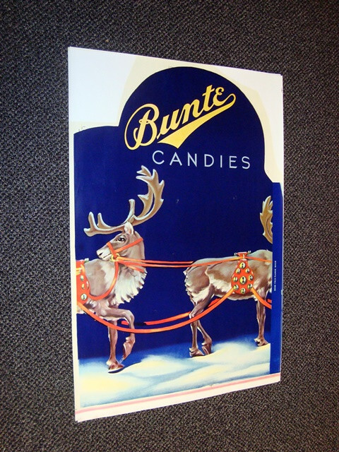Circa 1950s Bunte Candy Christmas Reindeer Sign