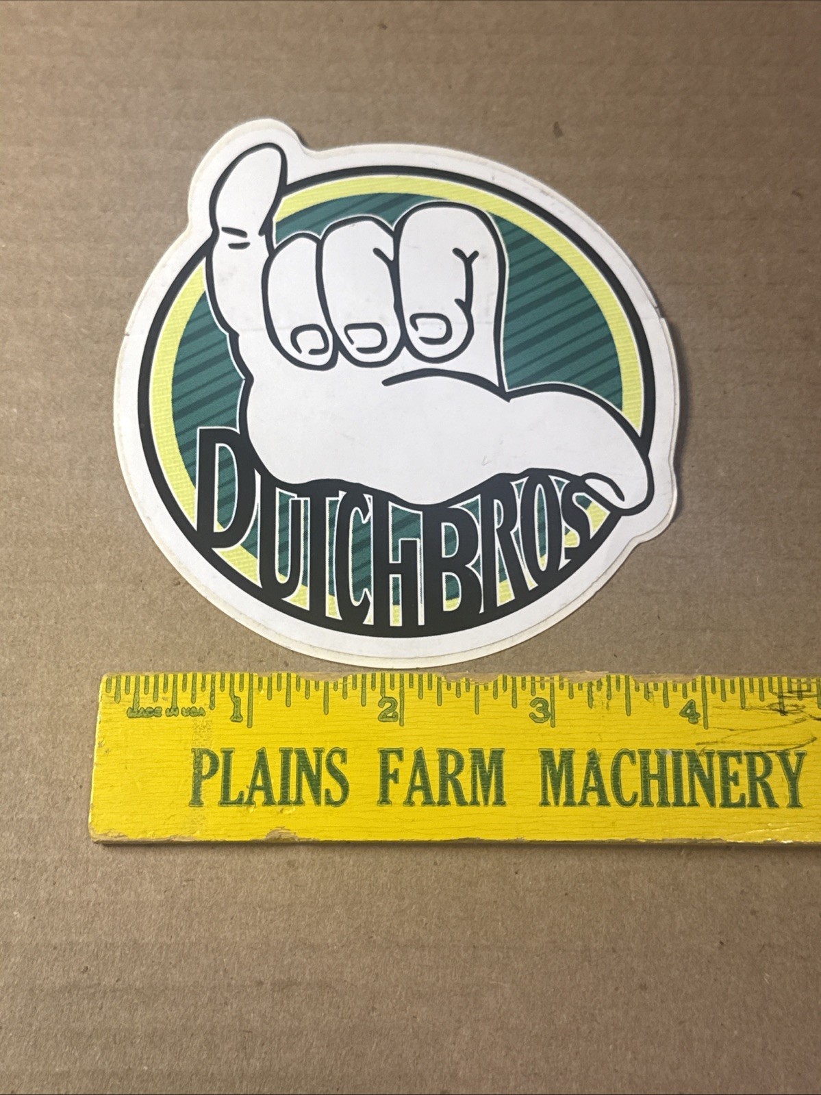Vintage Dutch Bros Coffee Shaka Hang Loose Hand Sticker Decal Rare Green