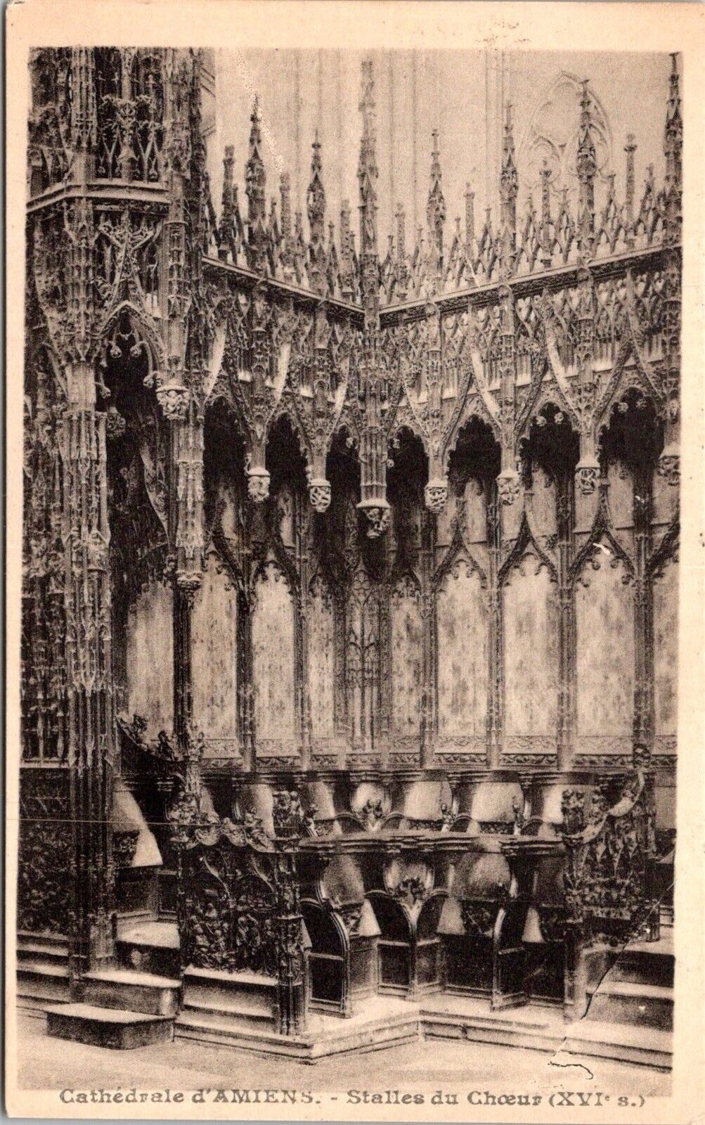 Amiens France Cathedral Choir Stalls Vintage Postcard