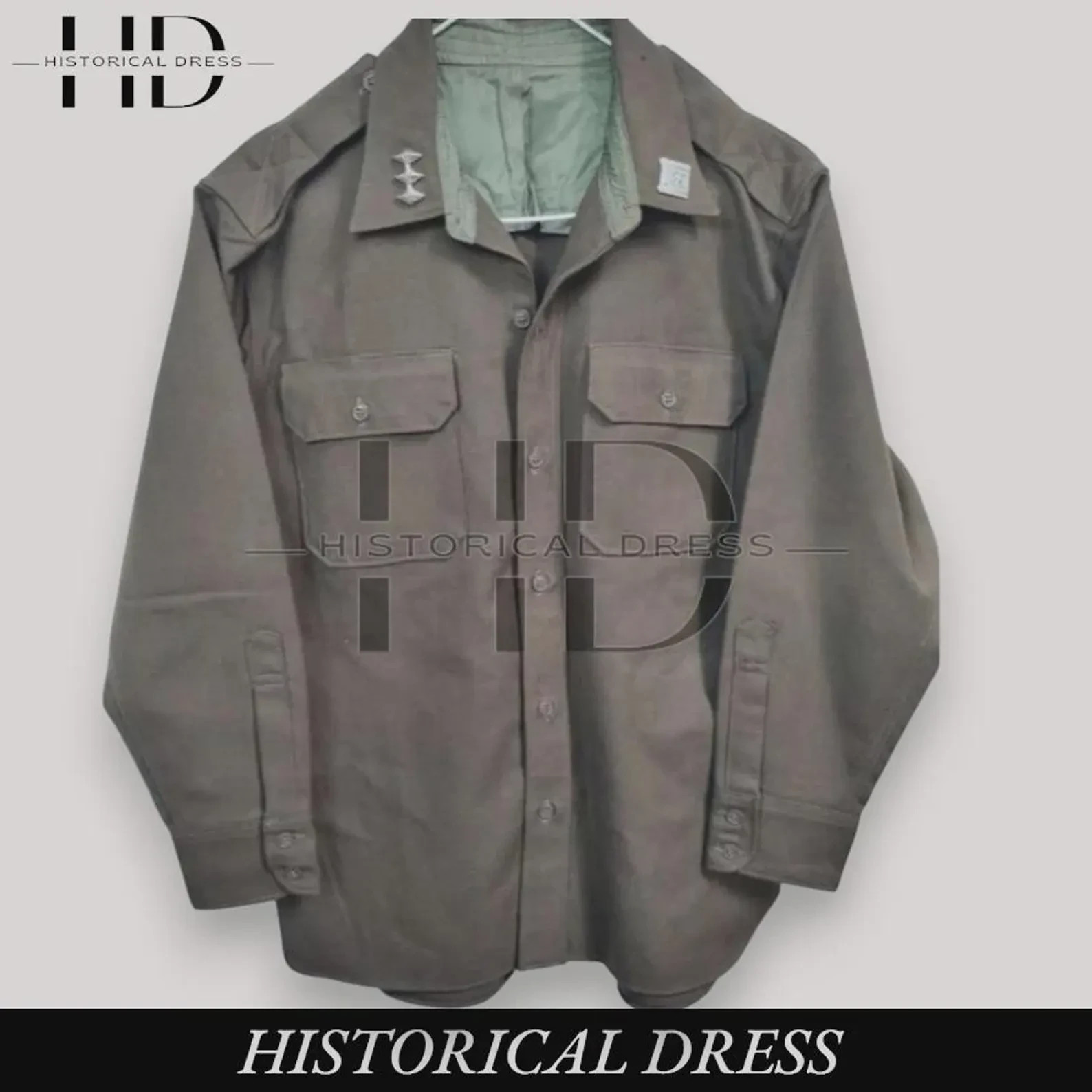 WWII 1941 US Officer Shirt | Olive Green Wool Military Jacket WW2 Army Shirt WWII 1941 US Officer Shirt | Olive Green Wool Military Jacket WW2 Army Shirt