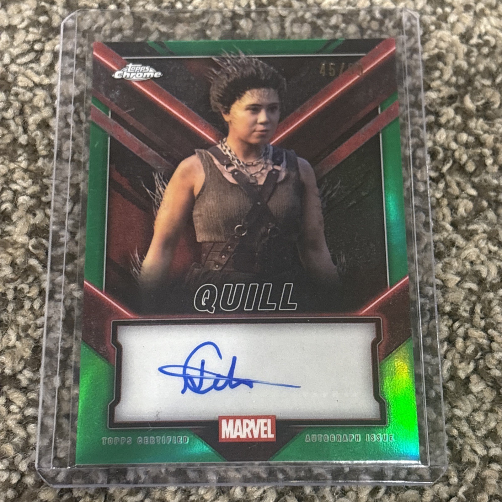 Nilly Cetin as Quill 2025 Topps Chrome Deadpool Green Refractor Auto /99 #TC-NC Nilly Cetin as Quill 2025 Topps Chrome Deadpool Green Refractor Auto /99 #TC-NC