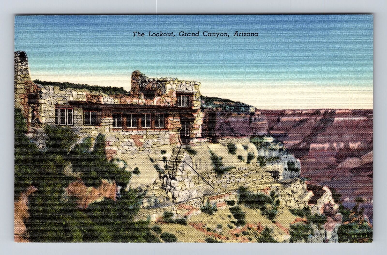 Grand Canyon AZ-Arizona, The Lookout, Antique, Vintage Souvenir Postcard
