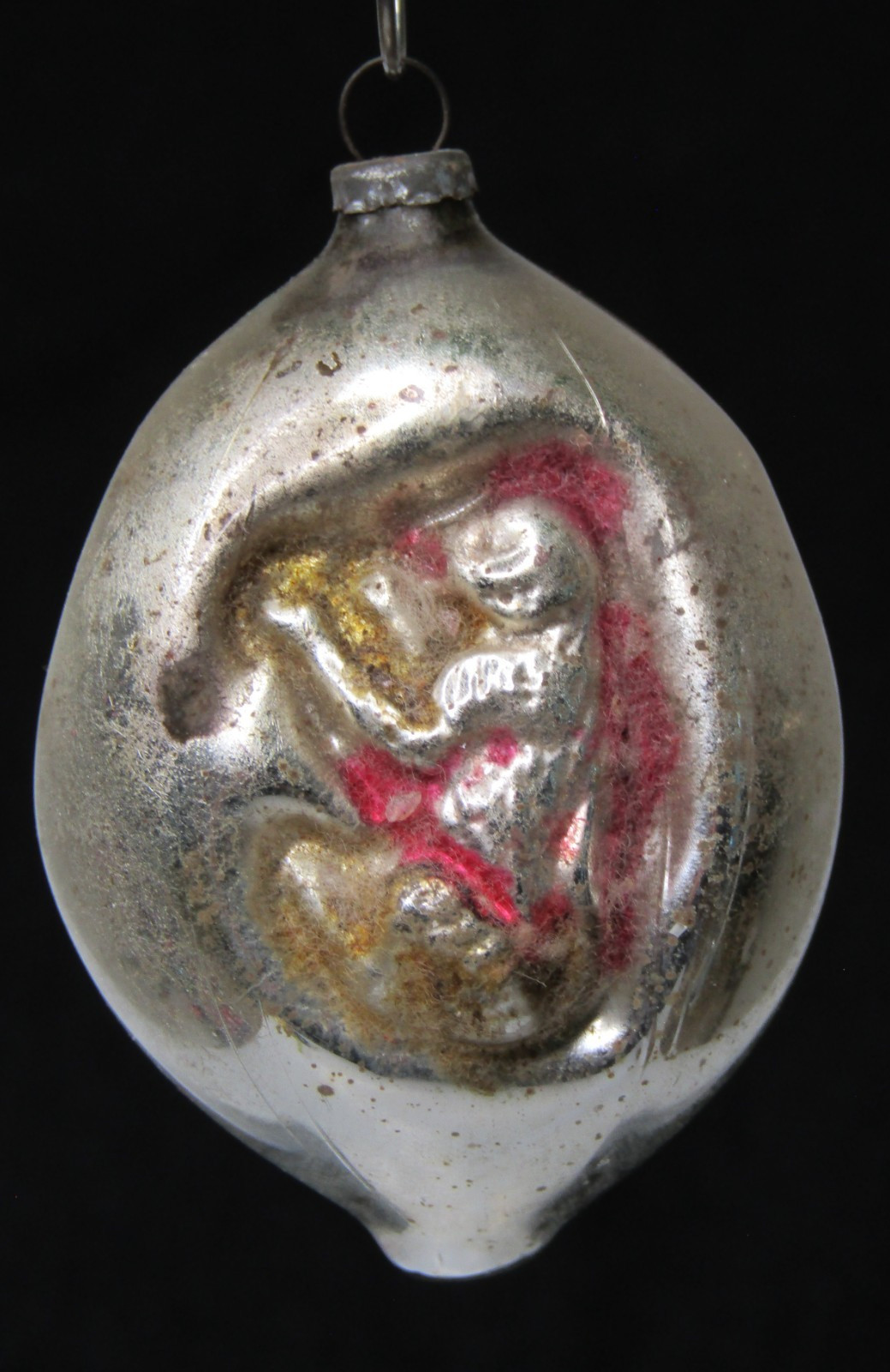 RARE Antique VTG Glass Multi Outdent Embossed LION DOG DROP Christmas Ornament