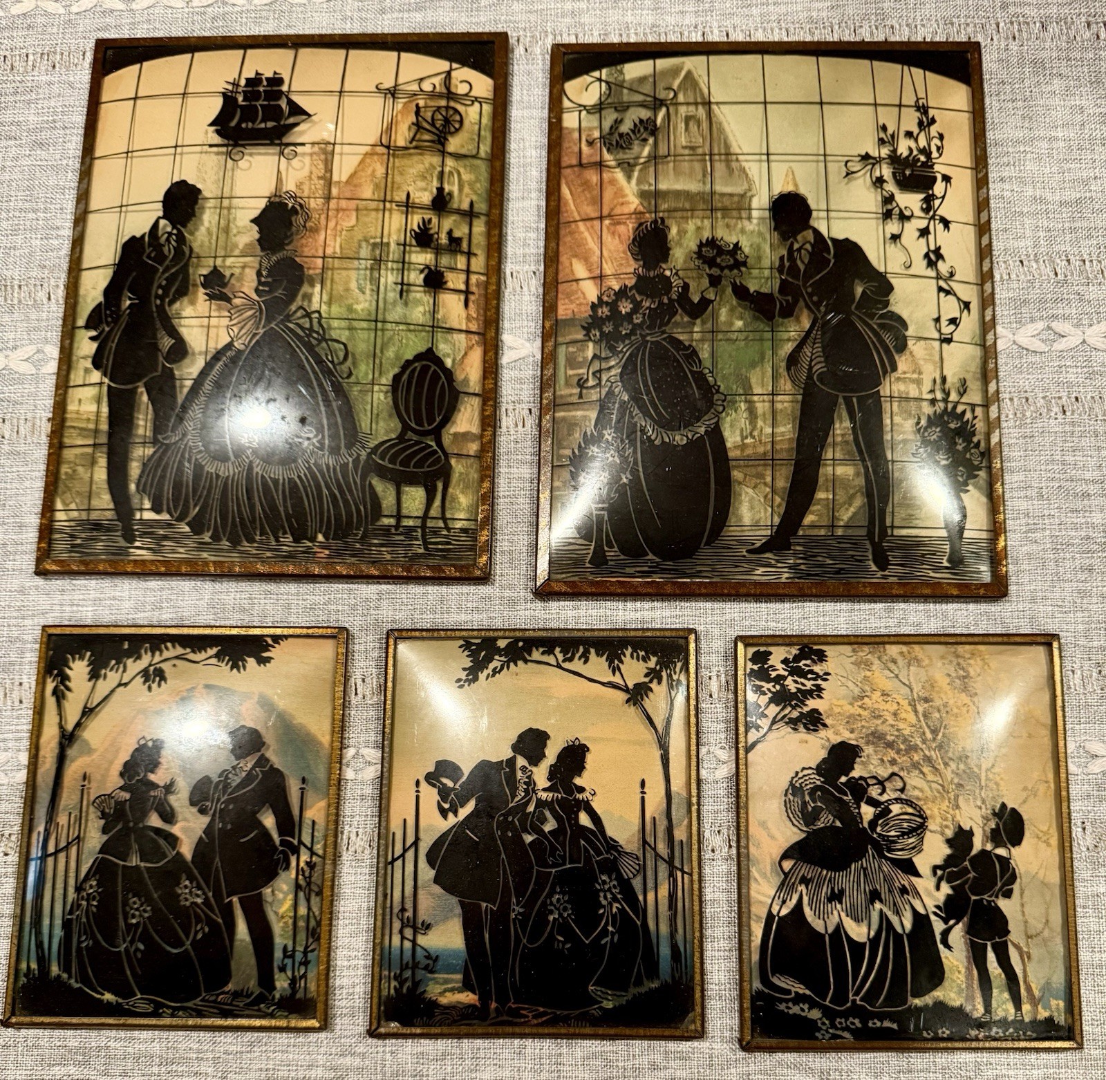 Vintage Convex Bubble Glass Silhouettes Set Of 5 Vintage Convex Bubble Glass Silhouettes Set Of 5