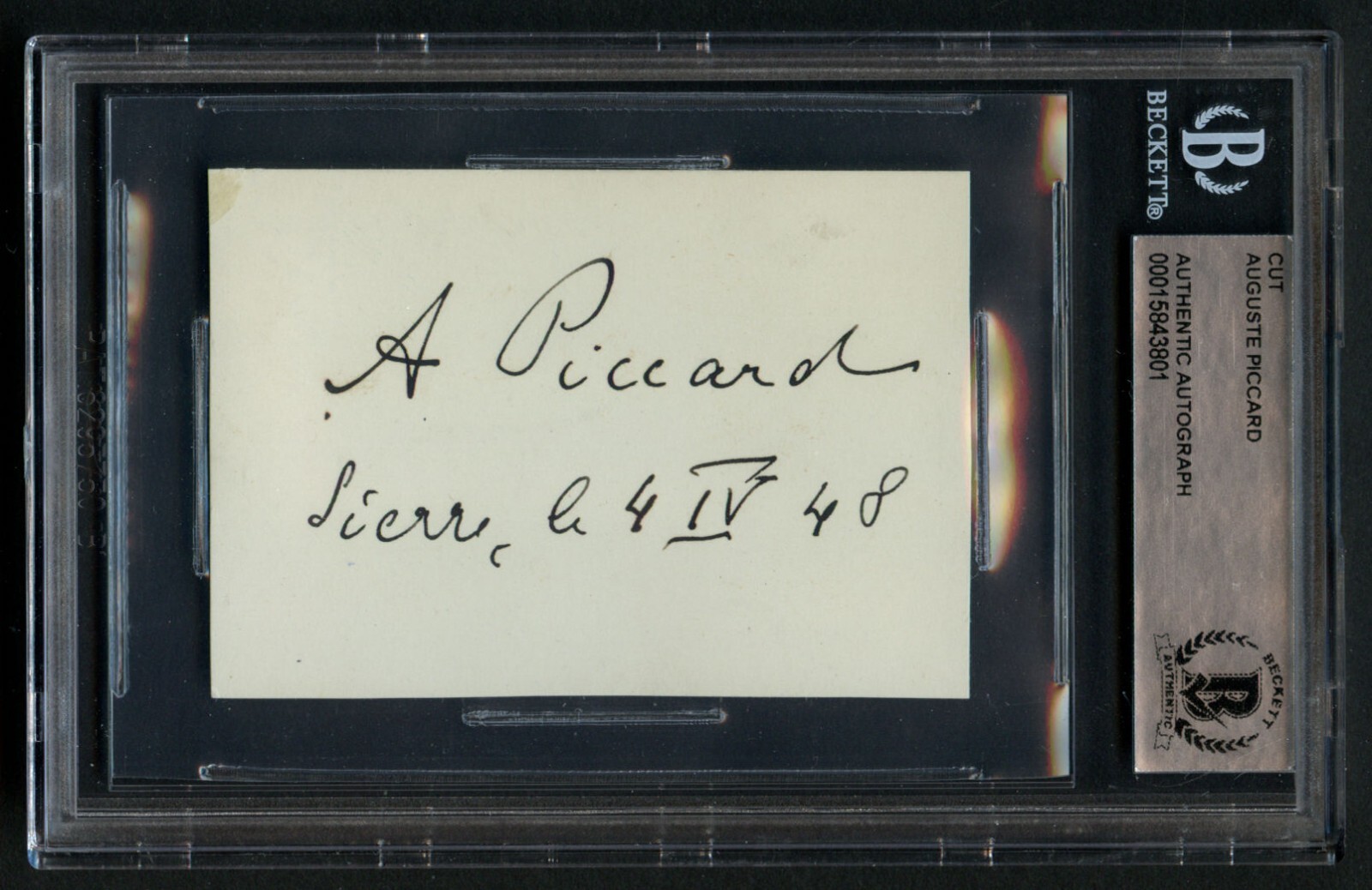 Auguste Piccard signed autograph auto 2x3 cut Inventor & Explorer BAS Slabbed Auguste Piccard signed autograph auto 2x3 cut Inventor & Explorer BAS Slabbed