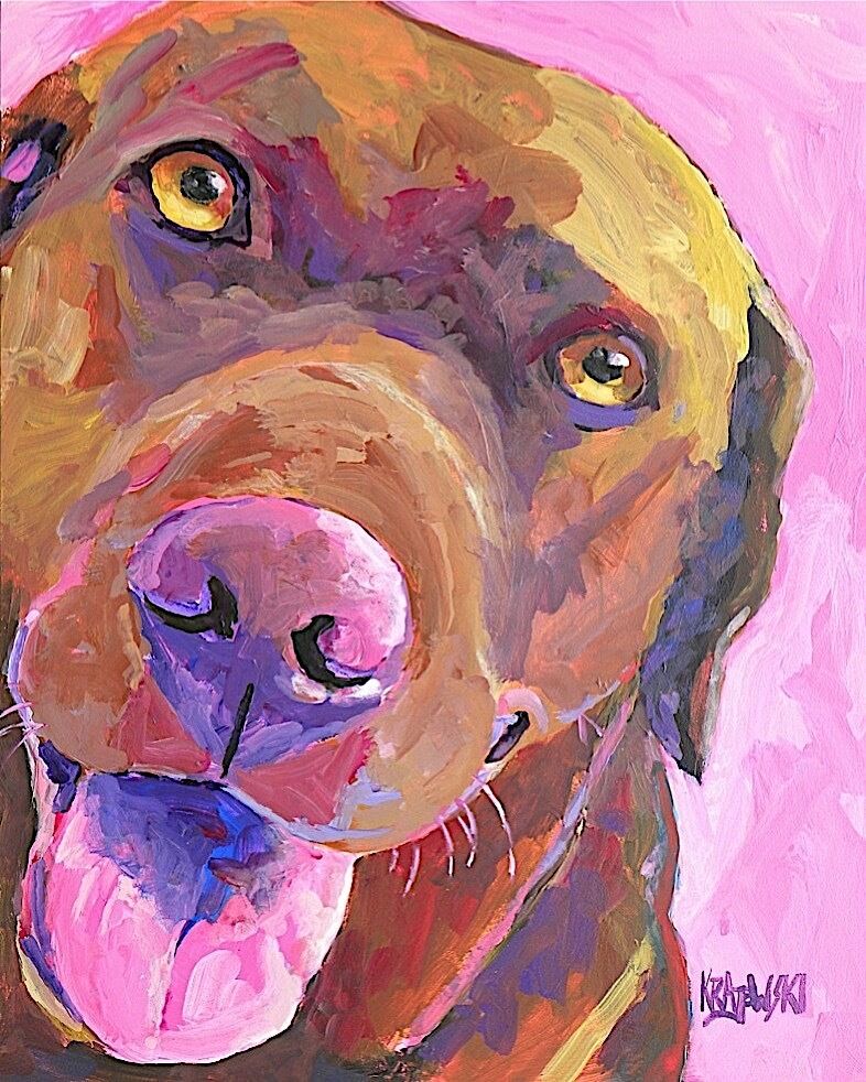 Chocolate Lab Gifts | Labrador Retriever Art Print from Painting, Poster 11x14