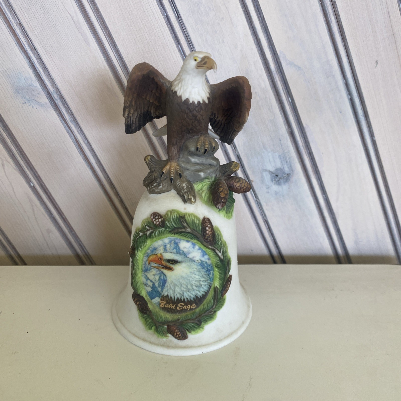 Vintage American Bald Eagle Ceramic Collector Bell Porcelain Figurine 6\