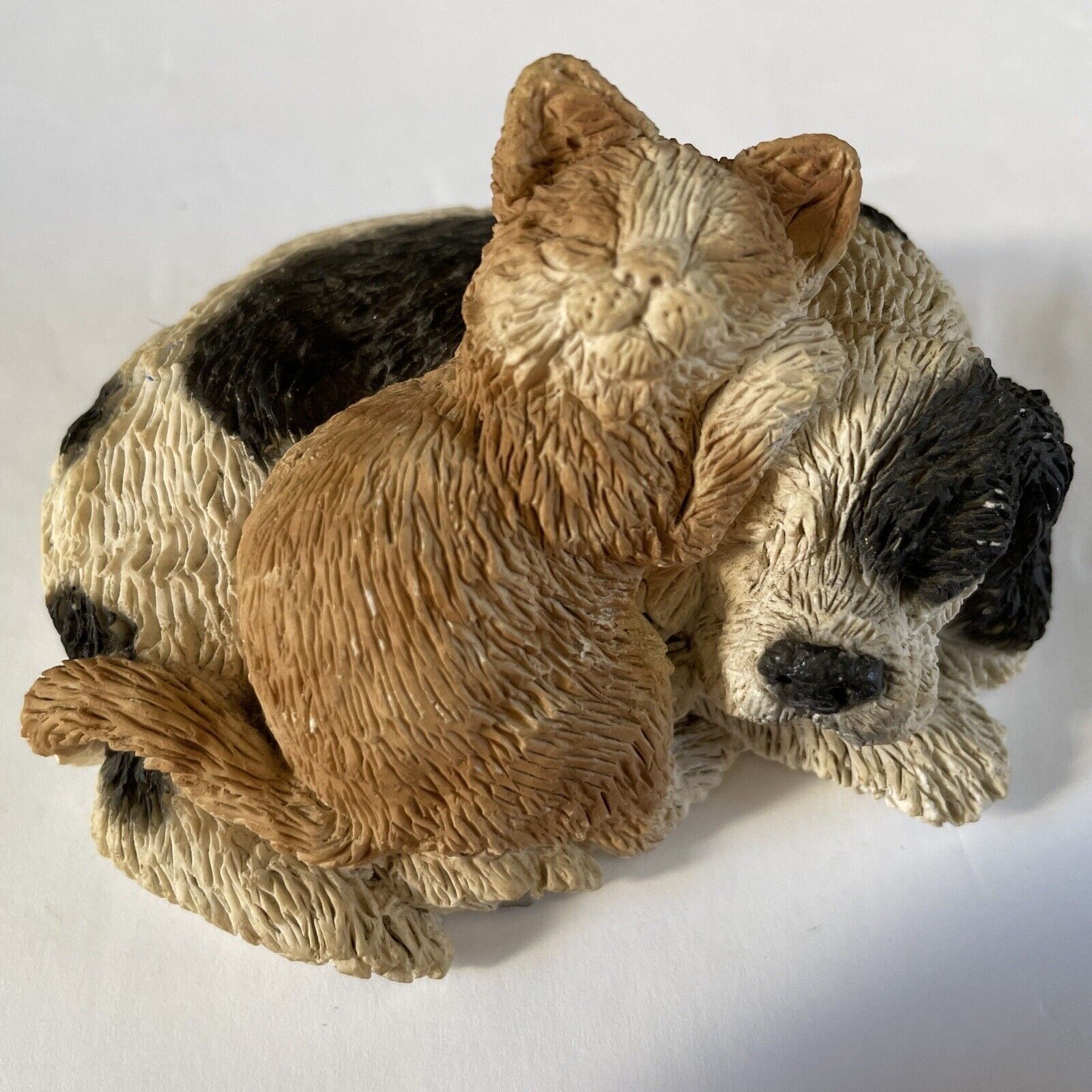 Stone Critters SC-754 Dog & Cat Sleeping Figurine Handpainted United Design Corp