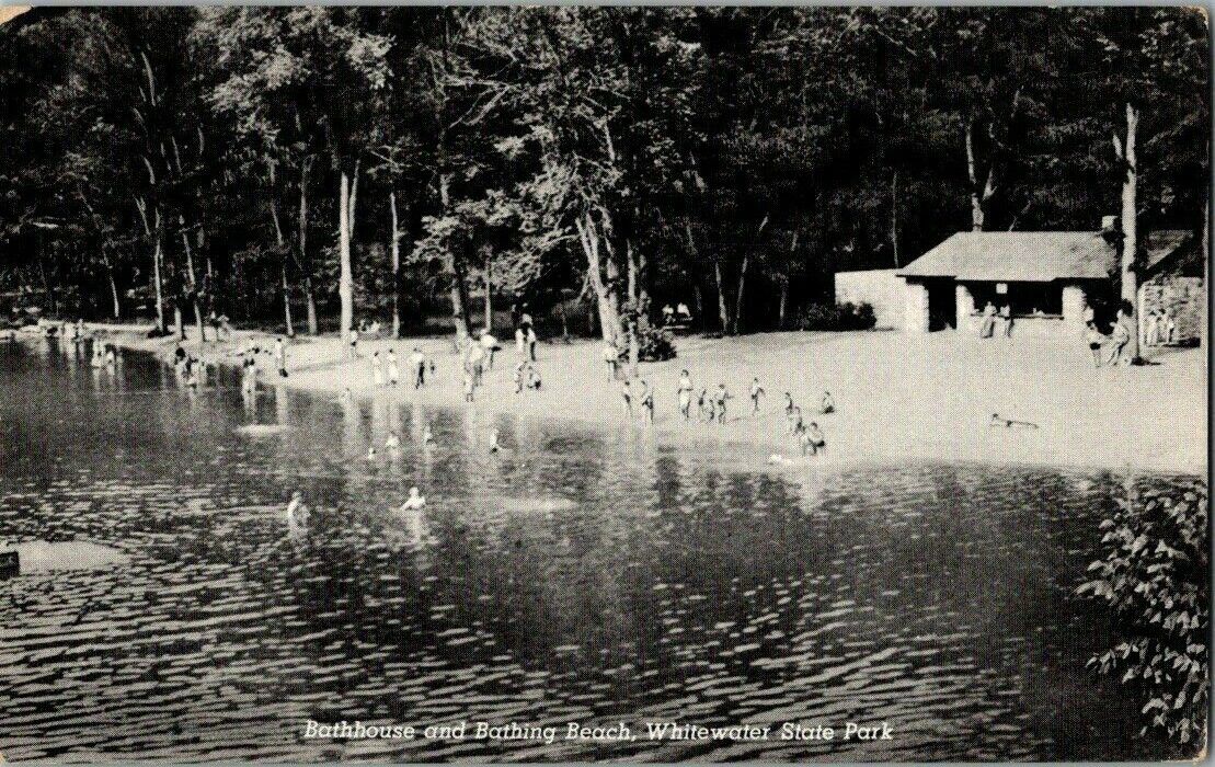 1940'S. BATHING BEACH, BATH HOUSE. WHITEWATER PARK. ST CHARLES, MN POSTCARD L20