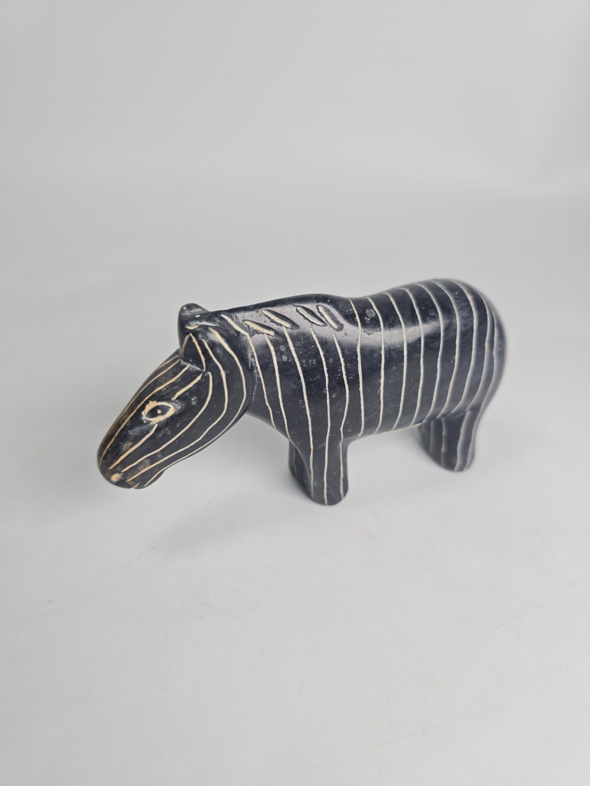 Small Stone Zebra Figurine Hand Carved In Kenya 4.25\