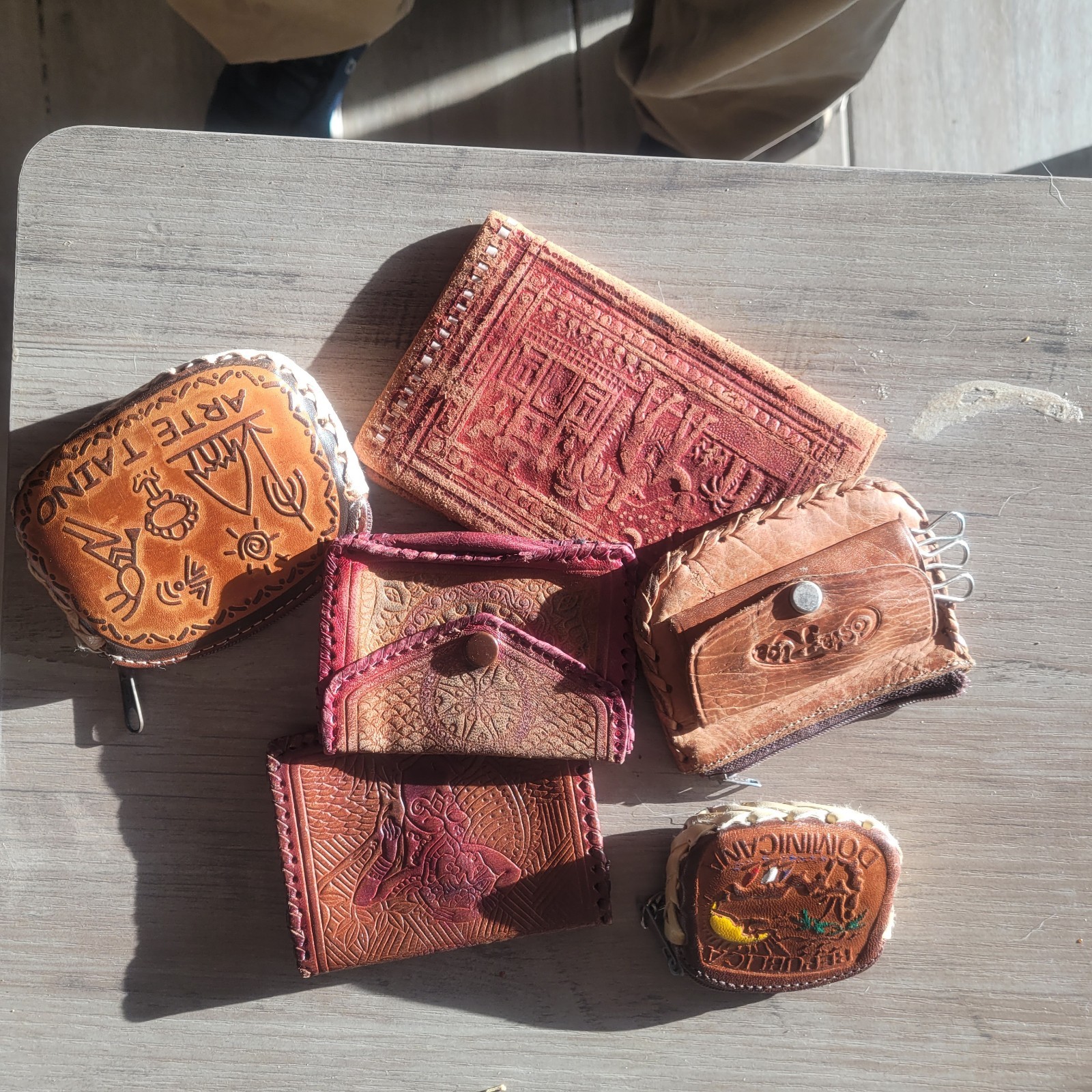 5 VINTAGE LEATHER MEXICO COIN PURSES And Wallet Hand Tooled Rare