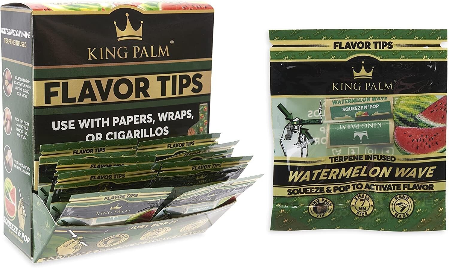King Palm | Flavored Filter Tips | Watermelon Wave | 50 Pack | Rolling Tips